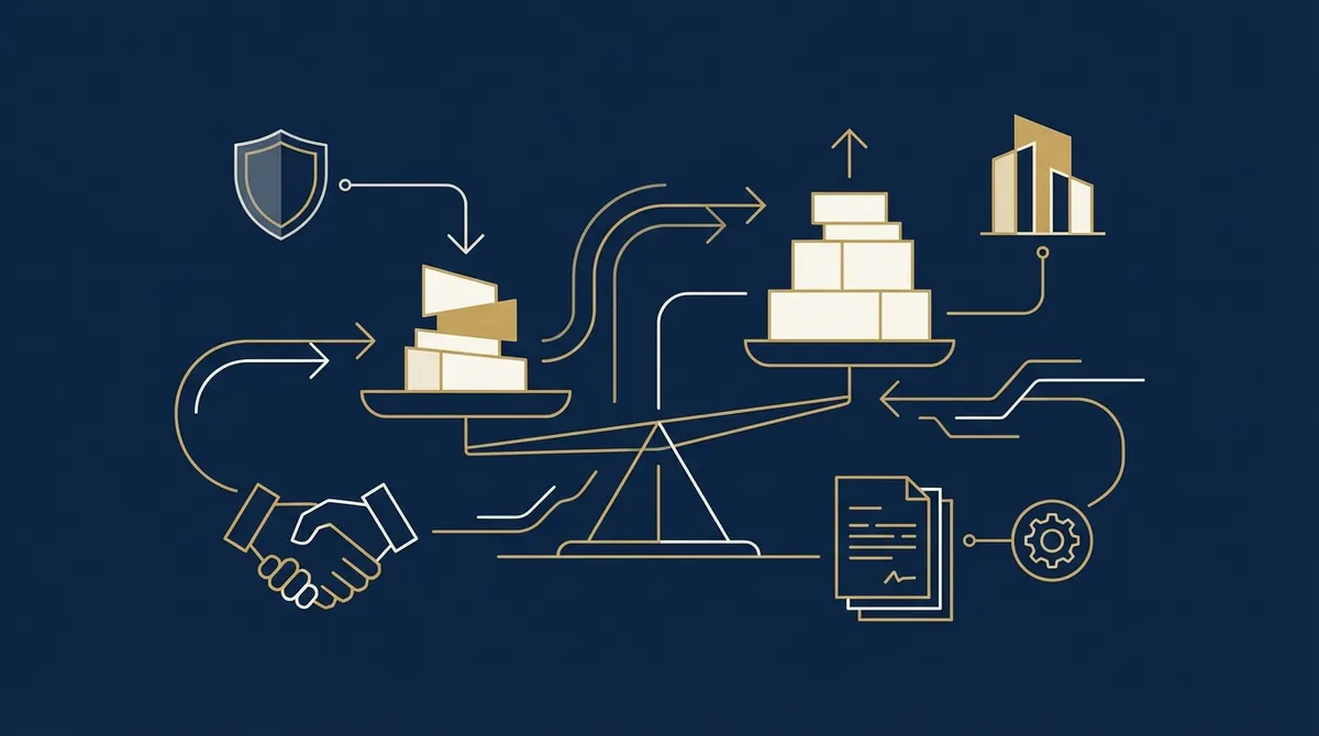 Dirigeant d'entreprise analysant un bilan financier avec un graphique en baisse.