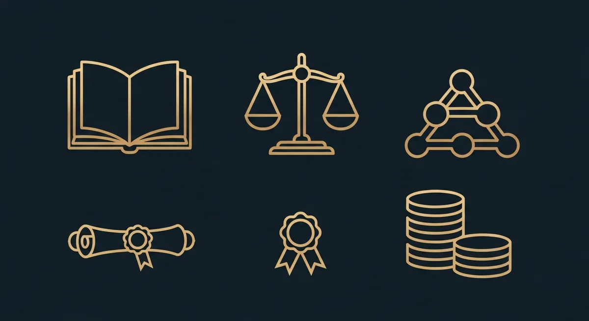 Illustration d'écritures comptables avec balance, holding et titres de participation sur fond navy