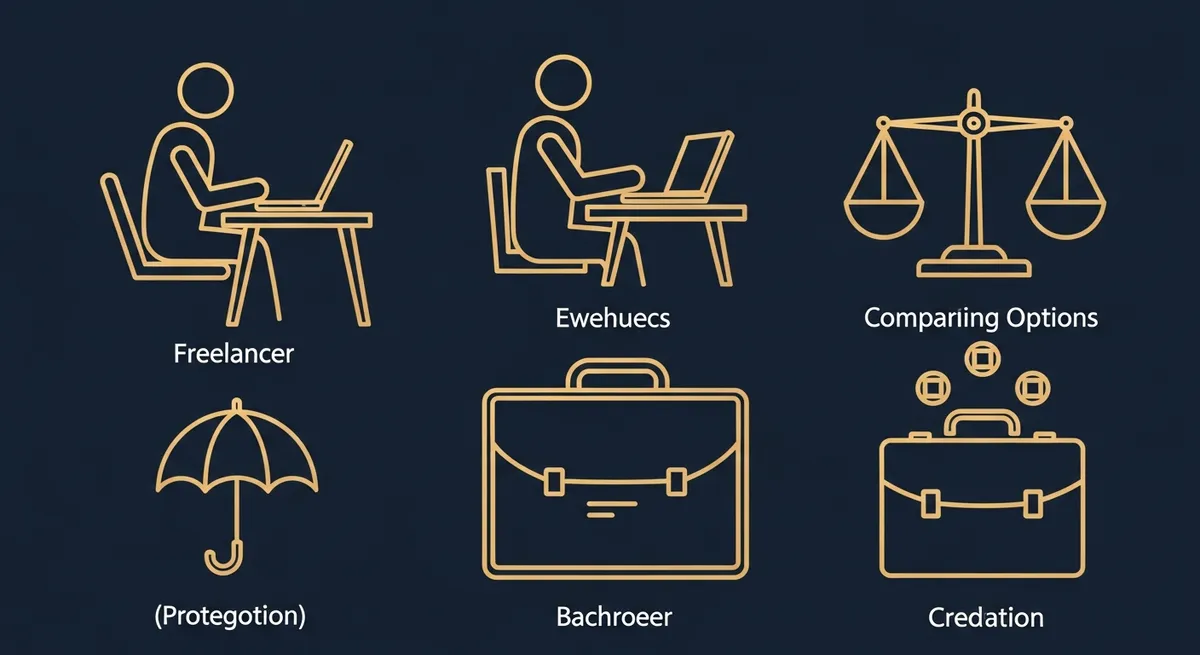 Illustration comparant portage salarial et SASU avec des icônes de balance et de freelance