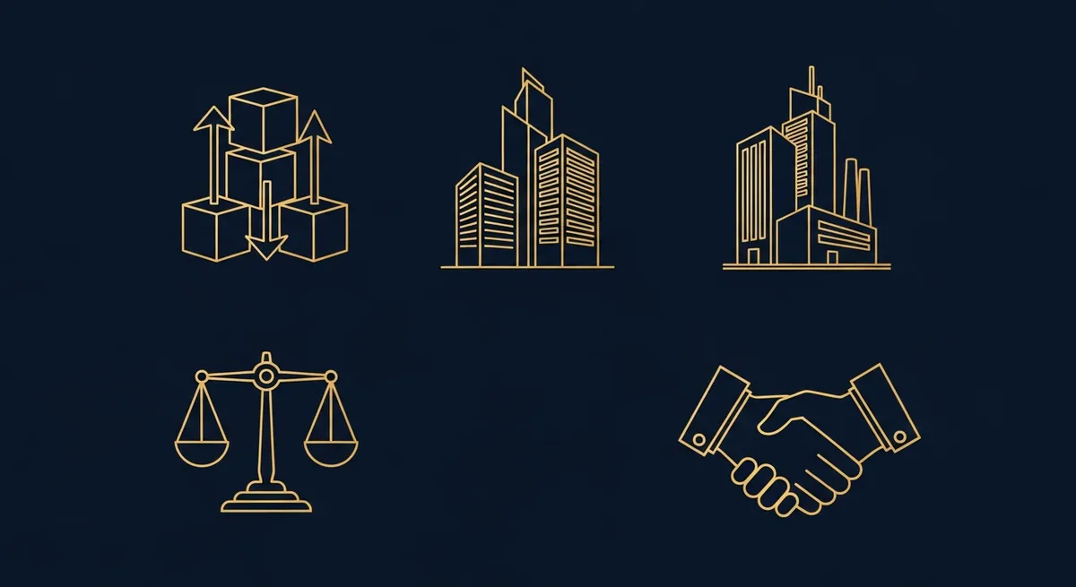 Illustration d'une SCI à capital variable avec des icônes de capital, flèches et documents juridiques