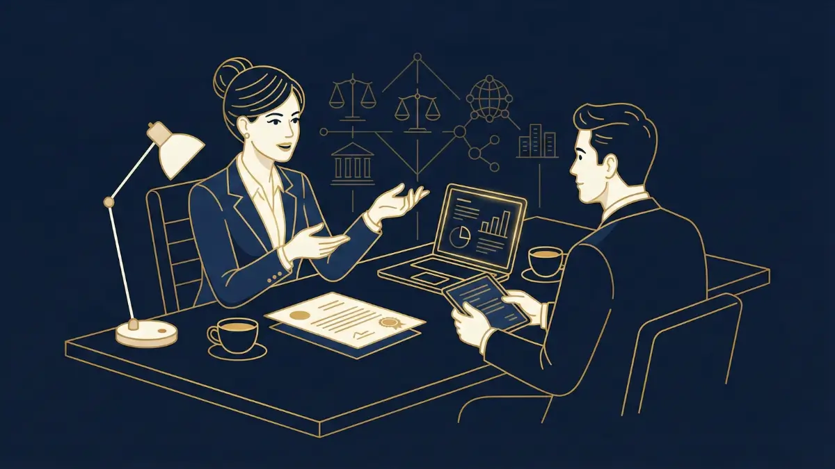 Juriste experte accompagnant un entrepreneur dans la création de son entreprise — cabinet Jurixa